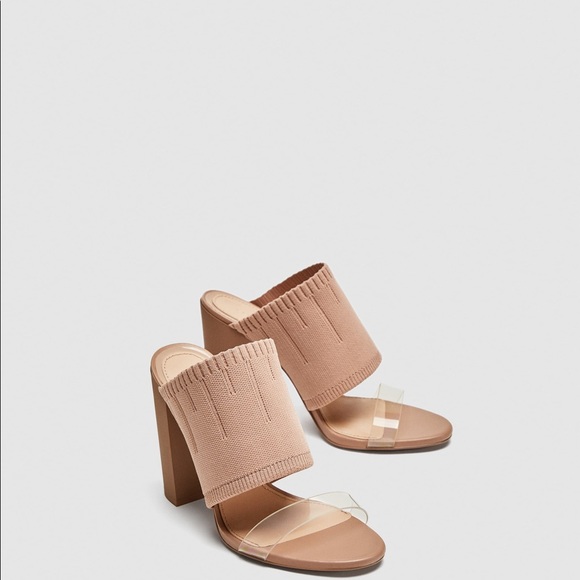 Zara Shoes - Zara Knit Pink Sandals with vinyl strap